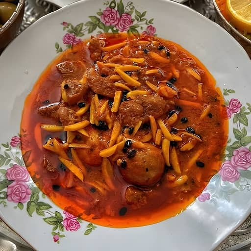 طرز تهیه خورش خلال بادام کرمانشاهی