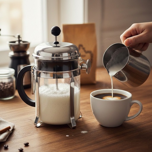 طرز تهیه فوم شیر با فرنچ پرس