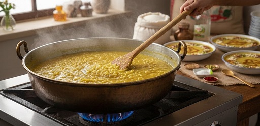 آموزش مرحله به مرحله تهیه شله زرد نذری برای 30 نفر